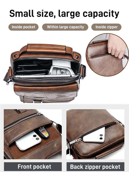 💼 50% OFF NOW!🚶‍♂️ Business Men's Casual Crossbody Bag – Water-Resistant PU Leather – Practical Shoulder Messenger Bag 🌧️