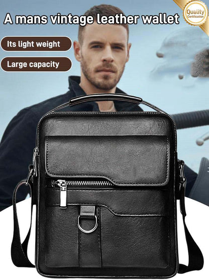 💼 50% OFF NOW!🚶‍♂️ Business Men's Casual Crossbody Bag – Water-Resistant PU Leather – Practical Shoulder Messenger Bag 🌧️