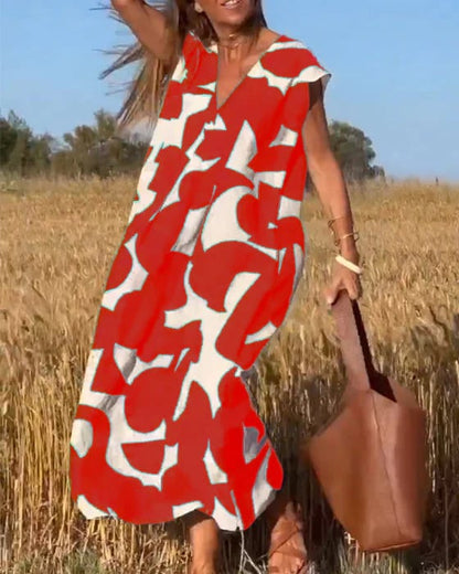🎁Hot Sale 49%🔥V-Neck Print Dress