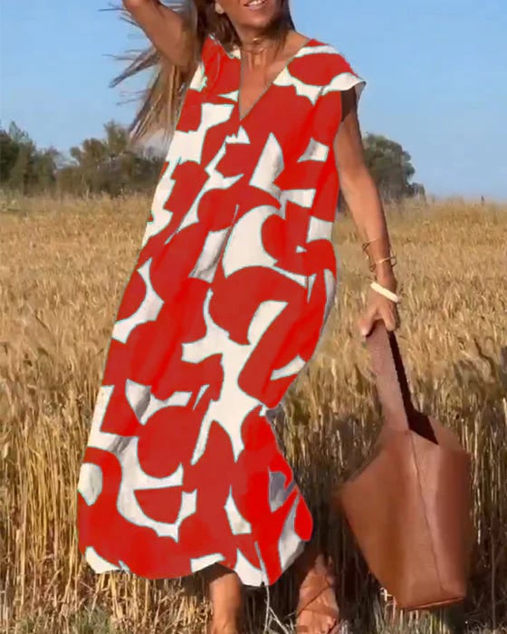 🎁Hot Sale 49%🔥V-Neck Print Dress