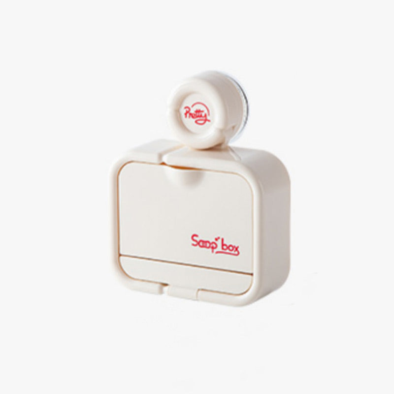Wall-Mounted Soap Dish with Suction Cup & Flip-Top Lid