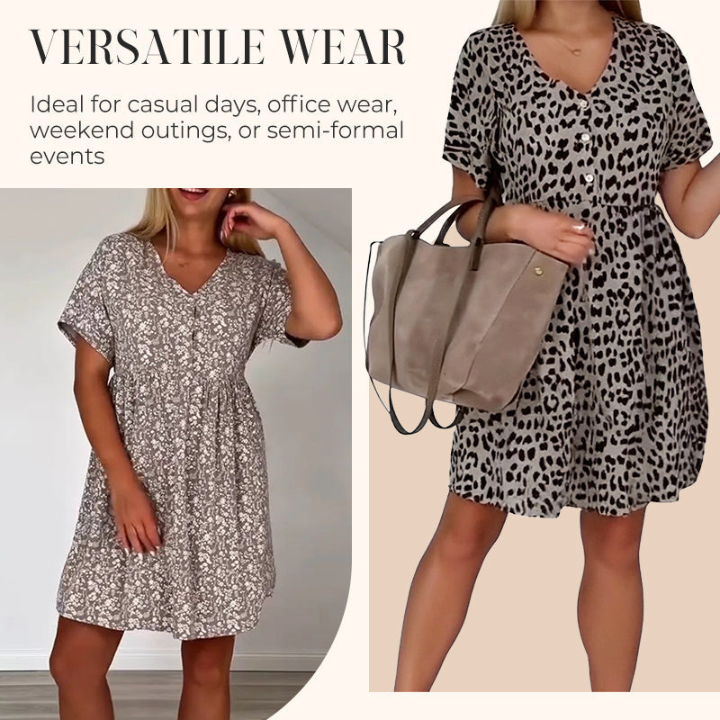 🔥Last Day Promotion 49% OFF💖Women's Casual V-Neck Short Sleeve Dress