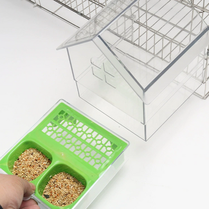 🦜 Pull-Out Parrot Feeder | 2-in-1 Food & Water Bird Cage Feeding Station