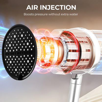 🚿Adjustable high-pressure rain shower head – 360° swivel, easy-to-clean surface, compatible with standard shower hoses 💧