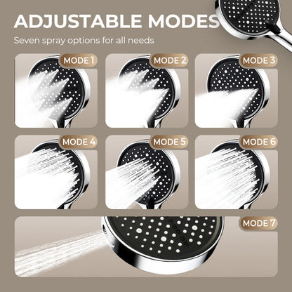 🚿Adjustable high-pressure rain shower head – 360° swivel, easy-to-clean surface, compatible with standard shower hoses 💧