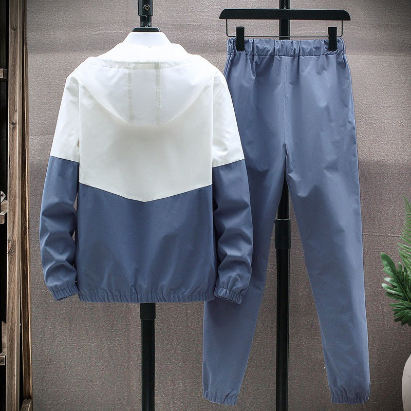 💥Men's Comfortable Color-Block Hooded Jacket & Drawstring Pants