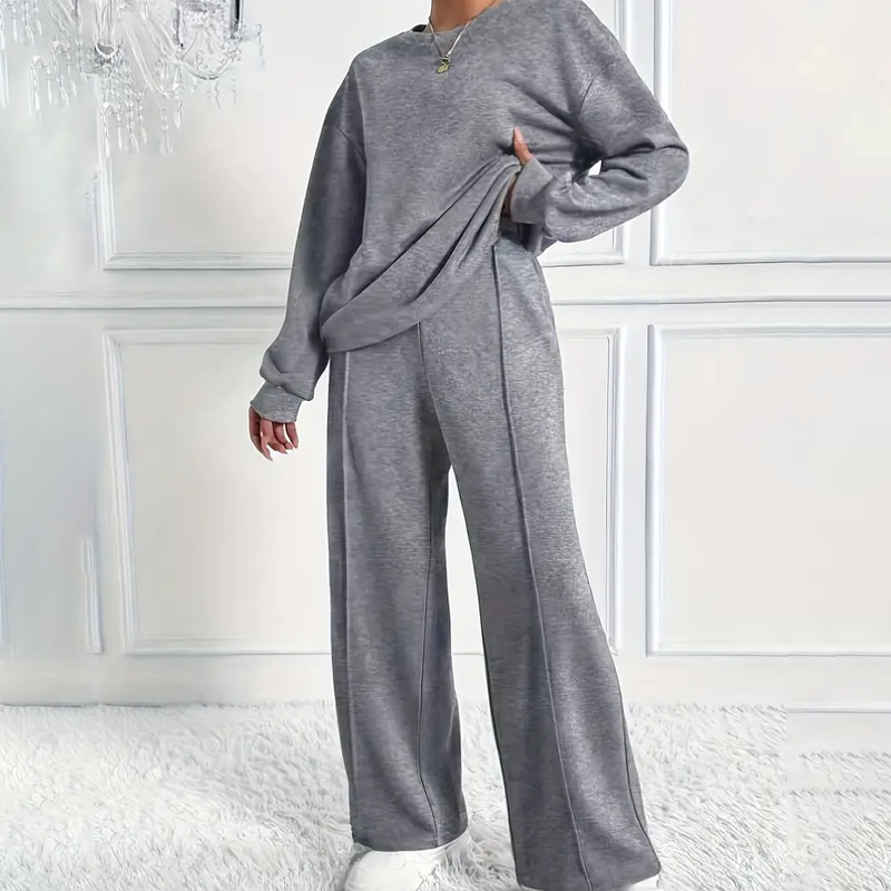 Women's Cozy Long-Sleeve Top & Pants Set