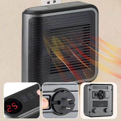 🔥 2025 HOT SALE 50% OFF! ✨ 800W Wall Outlet Space Heater - Adjustable Thermostat with 4 Timer Settings & Overheat Protection for Office/Bedroom 🕒🌡️