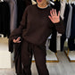 Women's Fashion Round Neck Tops ＆ Pants 2-Piece Set