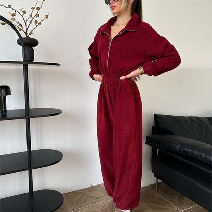 Cozy Warm Zip Front Jumpsuit