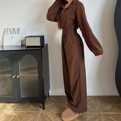 Cozy Warm Zip Front Jumpsuit