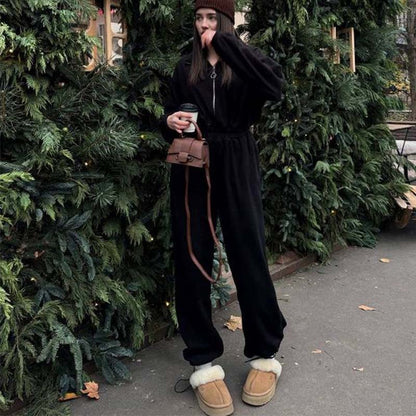 Cozy Warm Zip Front Jumpsuit