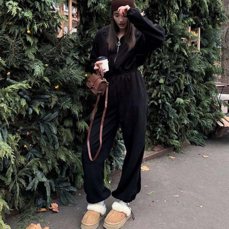 Cozy Warm Zip Front Jumpsuit