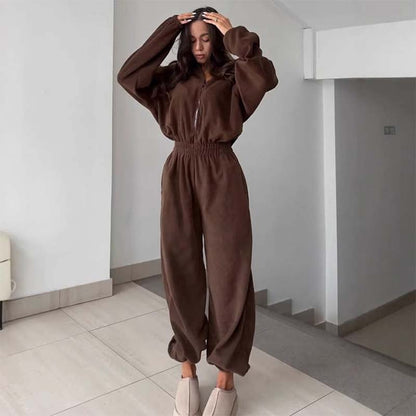 Cozy Warm Zip Front Jumpsuit