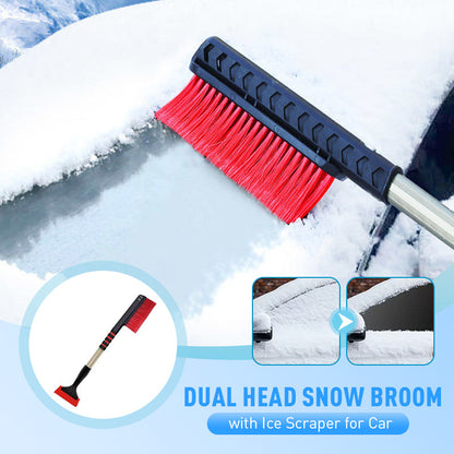 Dual Head Snow Broom with Ice Scraper for Car