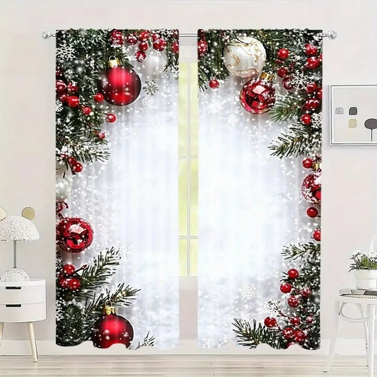 🎅Xmas Sales - 50% OFF🎄Christmas Window Curtains 2-Piece Set for Home Decor