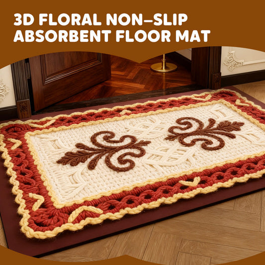 🦌Christmas Early Bird Special 50% off🏆3D Floral Yarn Anti-Slip Absorbent Floor Mat – Stylish, Soft & Safe