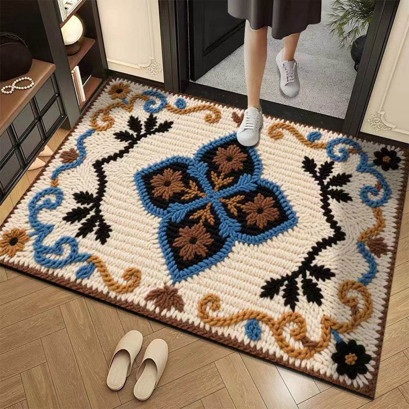 🦌Christmas Early Bird Special 50% off🏆3D Floral Yarn Anti-Slip Absorbent Floor Mat – Stylish, Soft & Safe