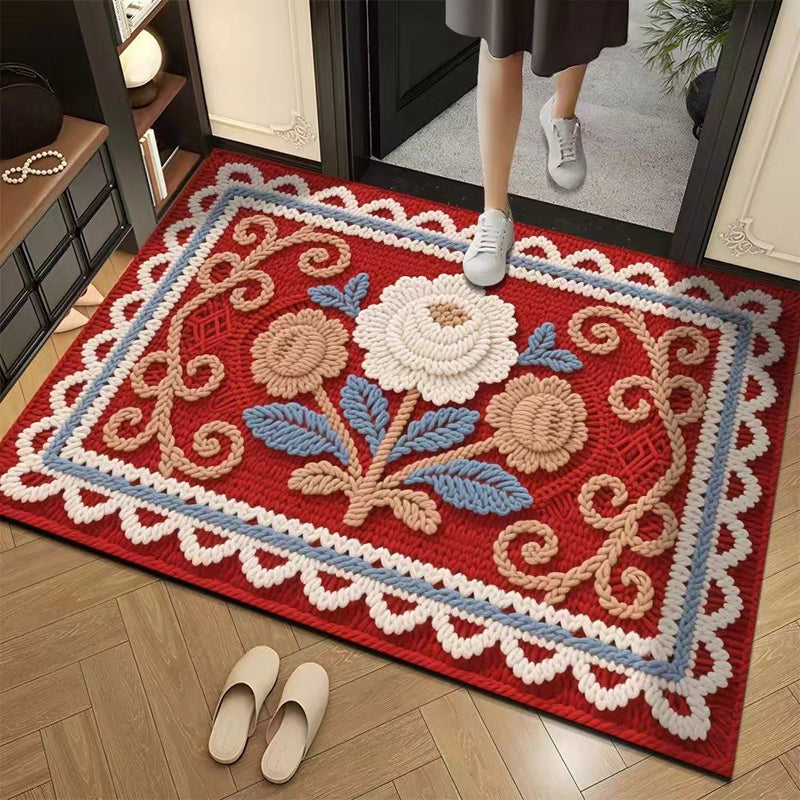 🦌Christmas Early Bird Special 50% off🏆3D Floral Yarn Anti-Slip Absorbent Floor Mat – Stylish, Soft & Safe