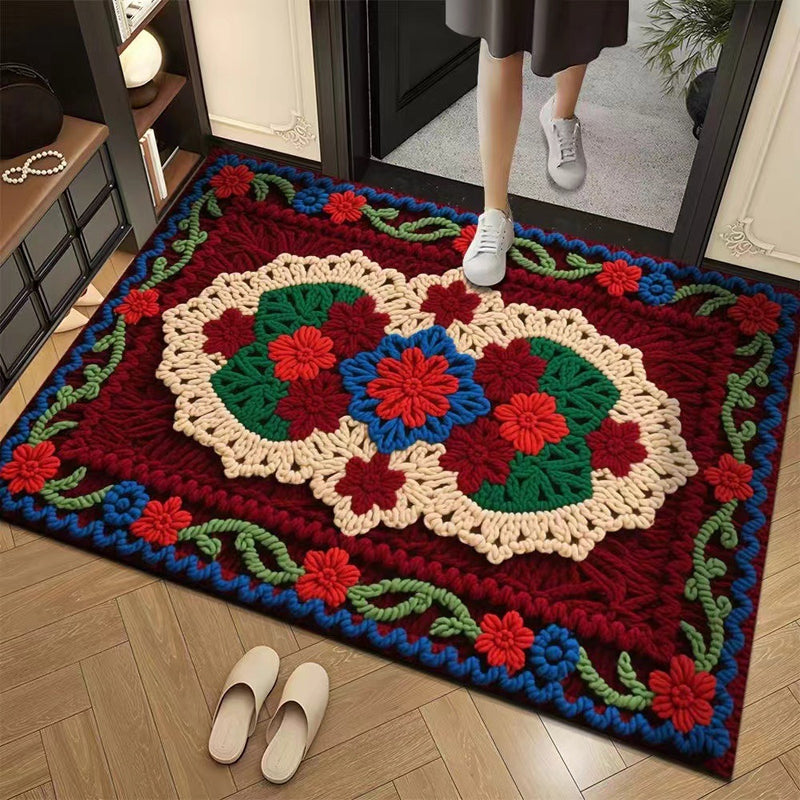 🦌Christmas Early Bird Special 50% off🏆3D Floral Yarn Anti-Slip Absorbent Floor Mat – Stylish, Soft & Safe