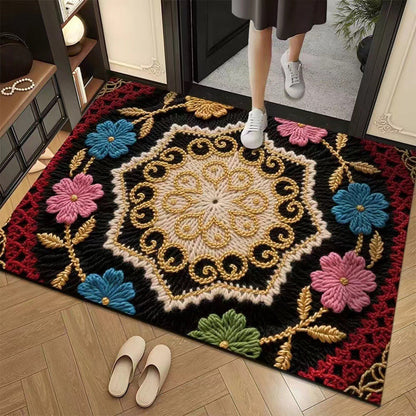 🦌Christmas Early Bird Special 50% off🏆3D Floral Yarn Anti-Slip Absorbent Floor Mat – Stylish, Soft & Safe