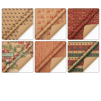 🔥Black Friday Limited-Time Special Offer🔥Deals-Christmas Printed Kraft Wrapping Paper Roll