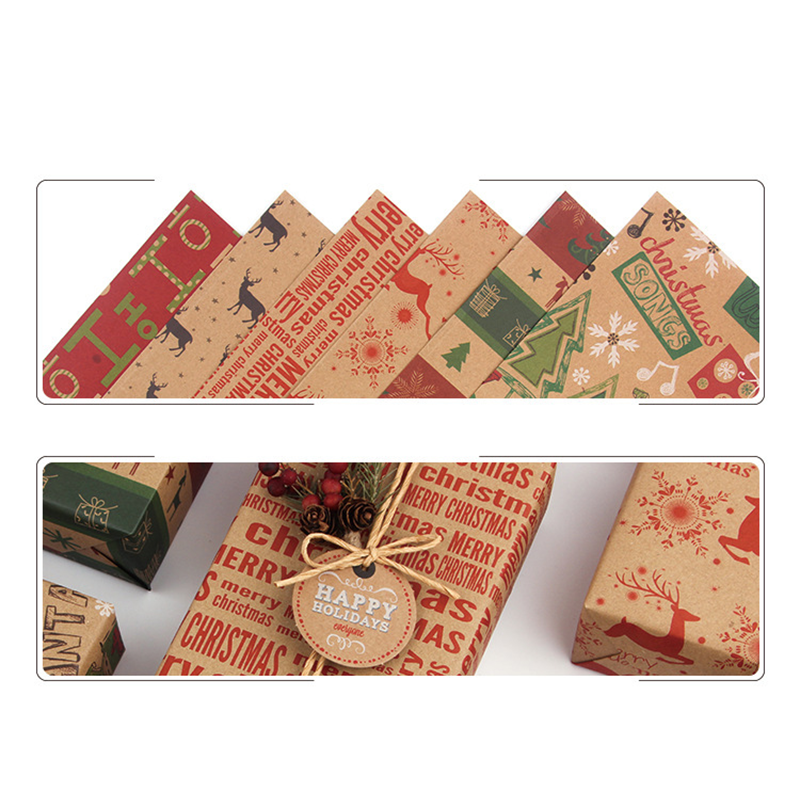 🔥Black Friday Limited-Time Special Offer🔥Deals-Christmas Printed Kraft Wrapping Paper Roll