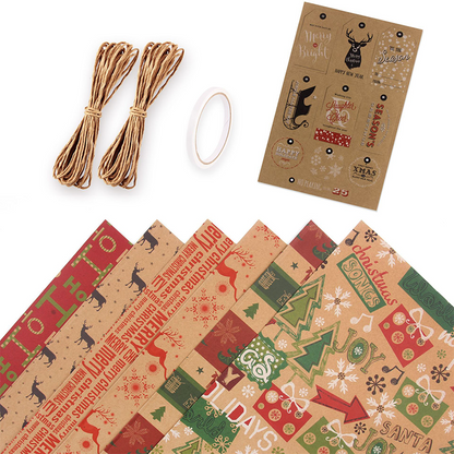 🔥Black Friday Limited-Time Special Offer🔥Deals-Christmas Printed Kraft Wrapping Paper Roll