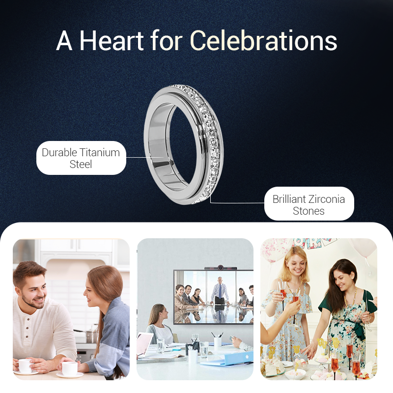 💖Black Friday mega offer – 50% discount!💖Rotating spinner ring made of titanium steel with zirconia