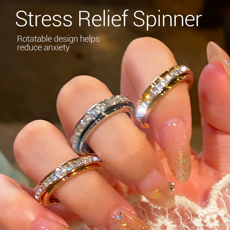 💖Black Friday mega offer – 50% discount!💖Rotating spinner ring made of titanium steel with zirconia