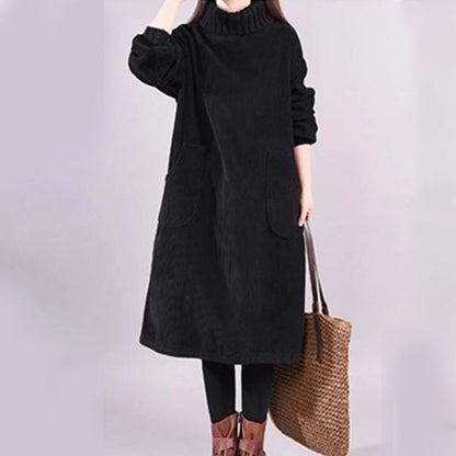 📢📢51 % OFF !!✨Women’s High Neck Loose Corduroy Maxi Dress