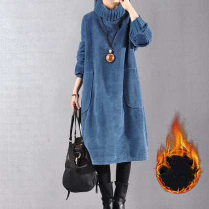 📢📢51 % OFF !!✨Women’s High Neck Loose Corduroy Maxi Dress