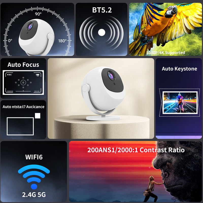📽️ 65% OFF FLASH SALE ! ⚡ 360° Portable Smart HD Projector – 360° Rotatable Projection, Crisp HD Imaging, Wireless Connection & Ultra-Compact 🎬