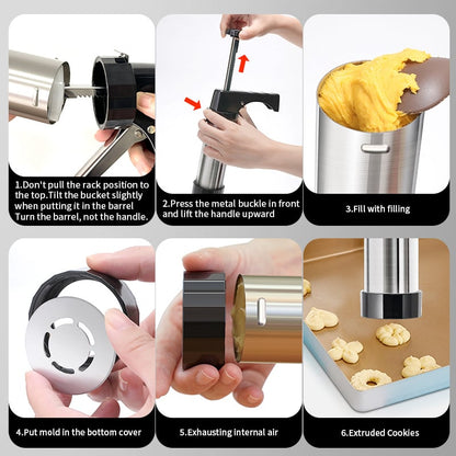 🔥HOT SALE 49% OFF🔥Stainless Steel Cookie Pres with 13 Discs & 8 Nozzles