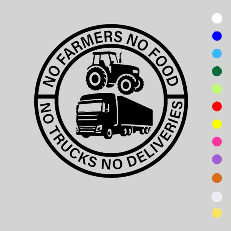 💥Car Vinyl Sticker: No Farmers No Food - No Trucks No Deliveries