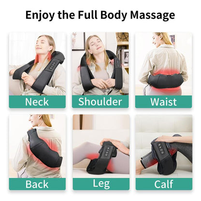 🔥Limited Time 76% Off🔥Heated Shiatsu Neck Massager｜16 Deep-Kneading Nodes｜Relax Muscles