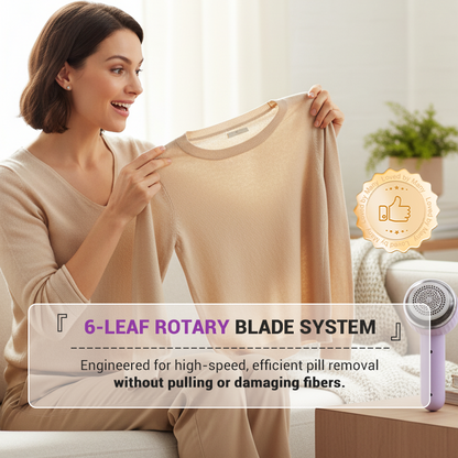 🌀 60% OFF NOW ! 💫 “Six-Blade Cyclone” Powerful Fabric Lint Remover – Efficient De-Fuzzing, Easy to Clean & Portable Design ⚡