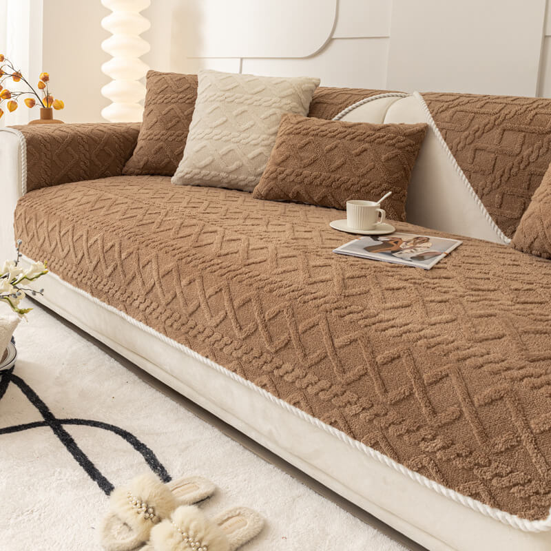 Anti slip fleece sofa cover