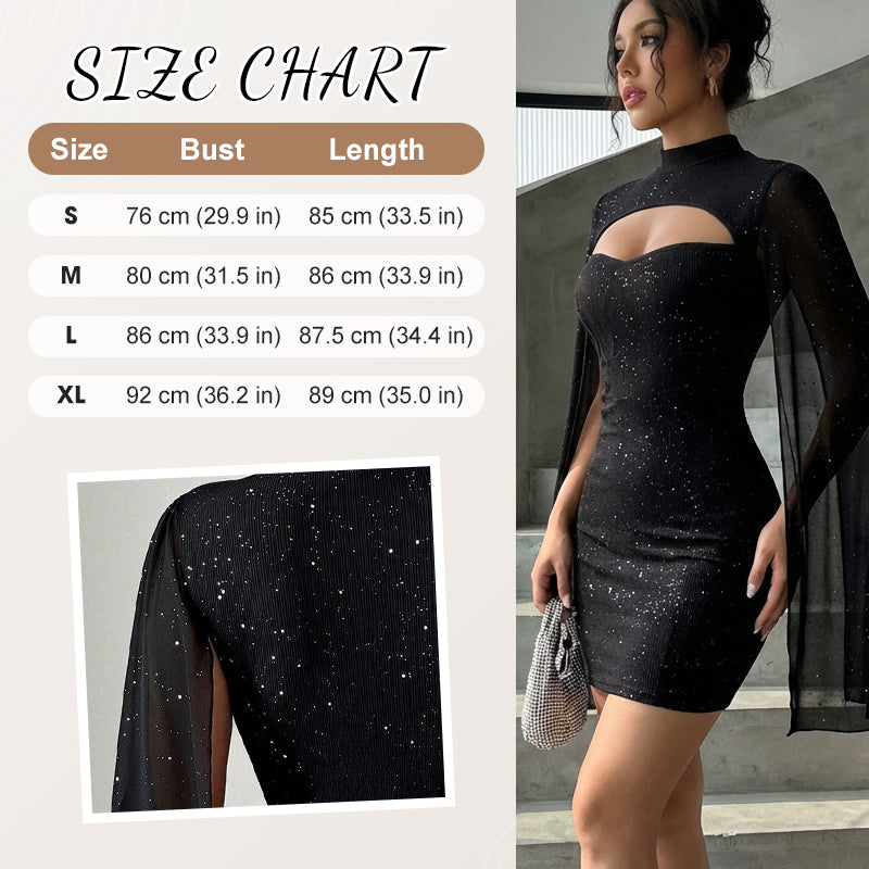 💃2026 New Arrivals 48% OFF💥Women's Cutout Ribbed Dress with Chiffon Cape