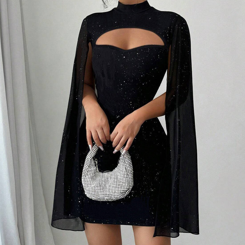 💃2026 New Arrivals 48% OFF💥Women's Cutout Ribbed Dress with Chiffon Cape