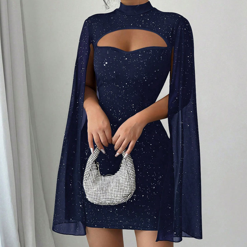 💃2026 New Arrivals 48% OFF💥Women's Cutout Ribbed Dress with Chiffon Cape