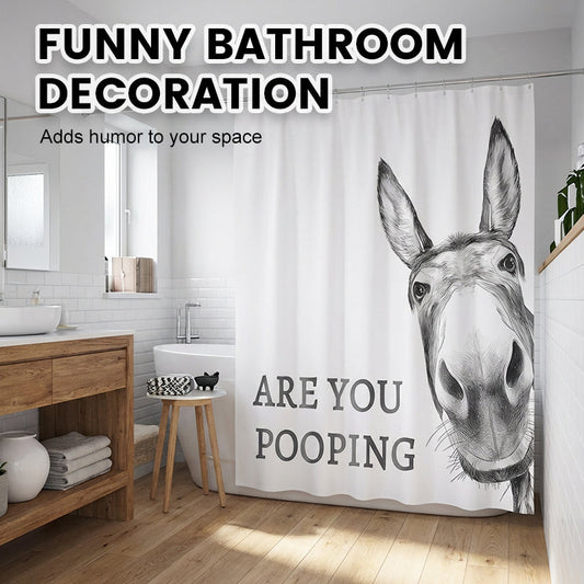 🦓Funny Donkey Shower Curtain with Hooks