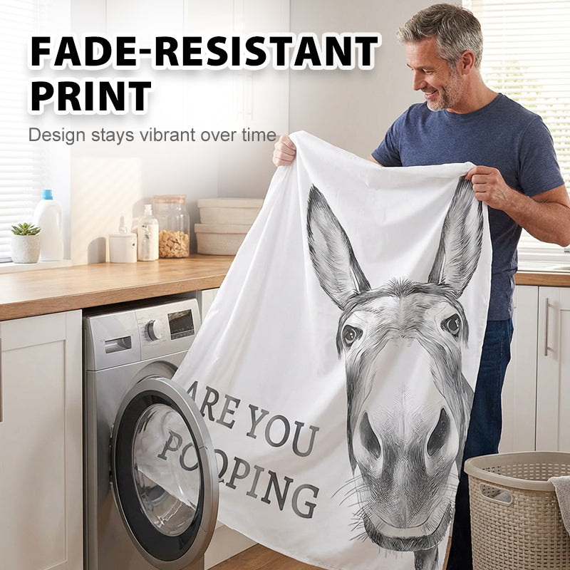 🦓Funny Donkey Shower Curtain with Hooks