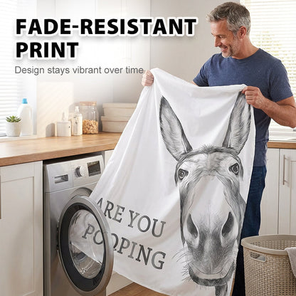 🦓Funny Donkey Shower Curtain with Hooks
