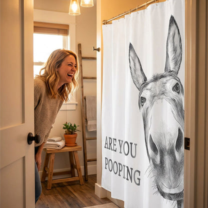🦓Funny Donkey Shower Curtain with Hooks