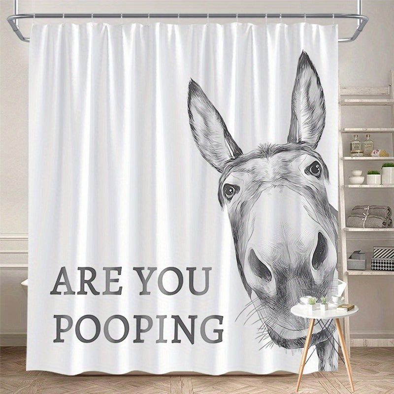 🦓Funny Donkey Shower Curtain with Hooks