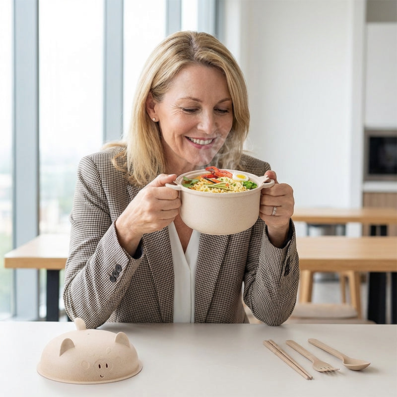 1300ml Instant Noodle Bowl Set with Lid & Cutlery