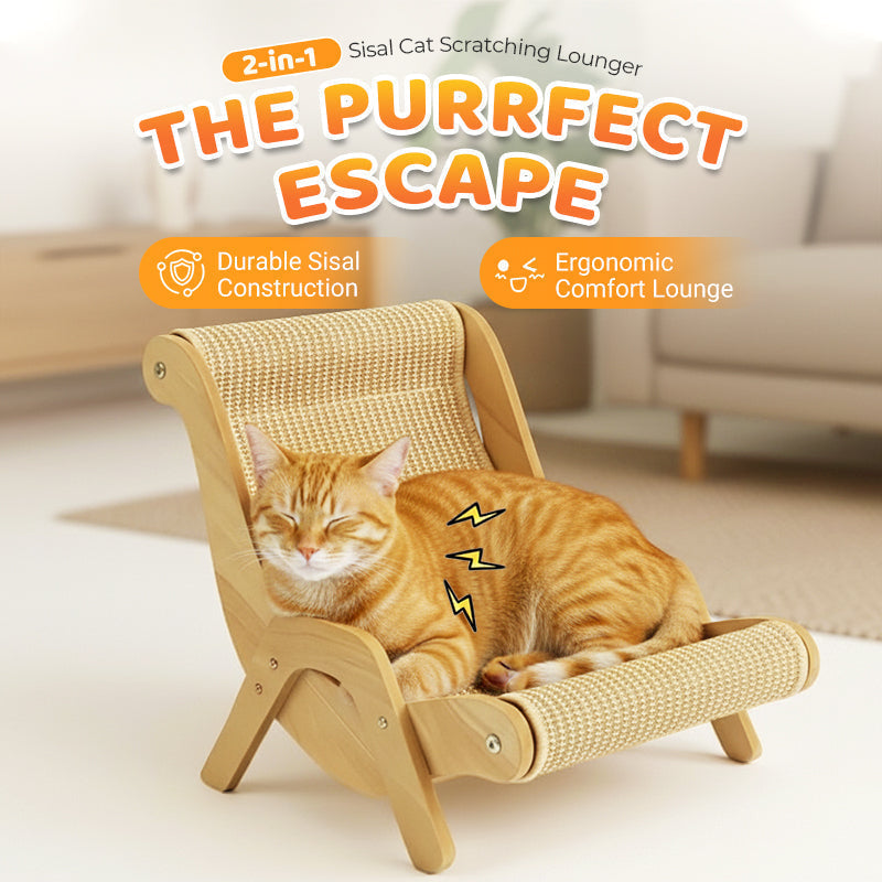 ⏳🔥LIMITED-TIME 50% OFF! ⏰🎉 2026 Sale — Over 15,000 Sold!🐱 2‑in‑1 Sisal Cat Scratching Lounger‑Wood Frame Curved Cat Rest Bed 🛋️