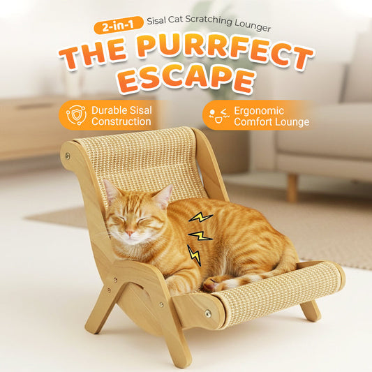⏳🔥LIMITED-TIME 50% OFF! ⏰🎉 2026 Sale — Over 15,000 Sold!🐱 2‑in‑1 Sisal Cat Scratching Lounger‑Wood Frame Curved Cat Rest Bed 🛋️