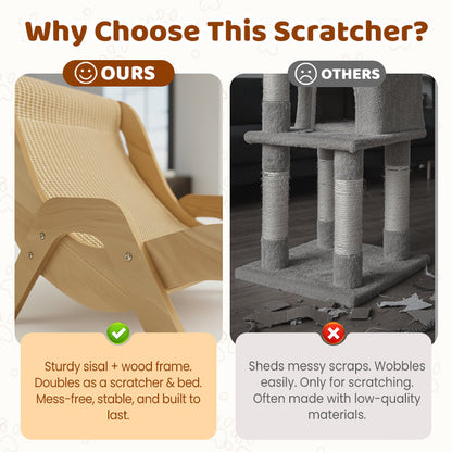 ⏳🔥LIMITED-TIME 50% OFF! ⏰🎉 2026 Sale — Over 15,000 Sold!🐱 2‑in‑1 Sisal Cat Scratching Lounger‑Wood Frame Curved Cat Rest Bed 🛋️